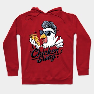 Chicken with Sunglasses Eating Pizza Hoodie